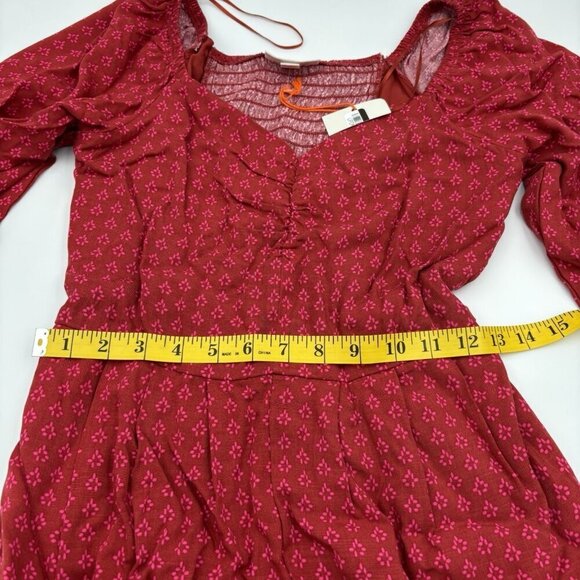 Knox Rose XS Puff 3/4 Sleeve Loose Casual Jumpsuit Straight Fit Red Dot Wide Leg - Picture 4 of 7